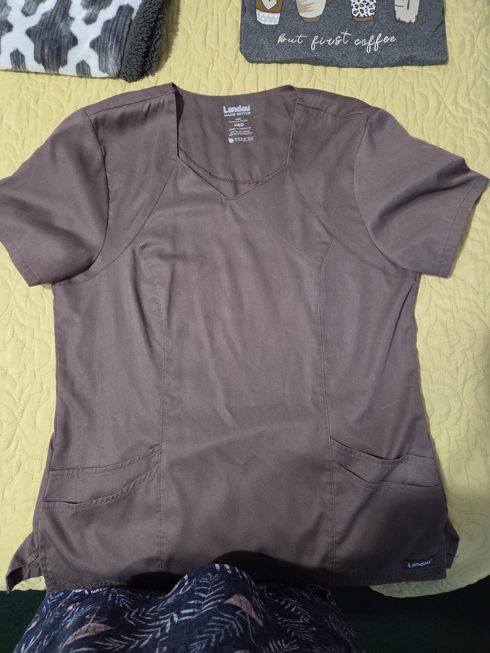 Landau Brown V-Neck Short Sleeve Medical Tunic